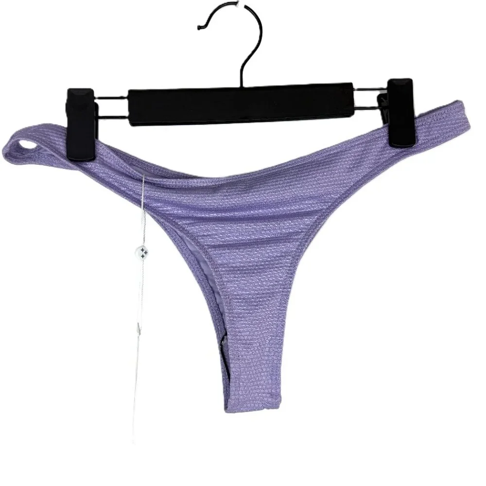 NWT‎ Frankies Bikinis Olivia Cheeky Bottom Sparkle Lilac Purple Large